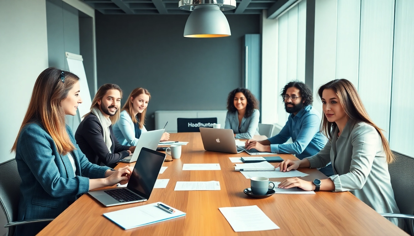 Headhunter Schweiz team discussing strategies in a professional setting.