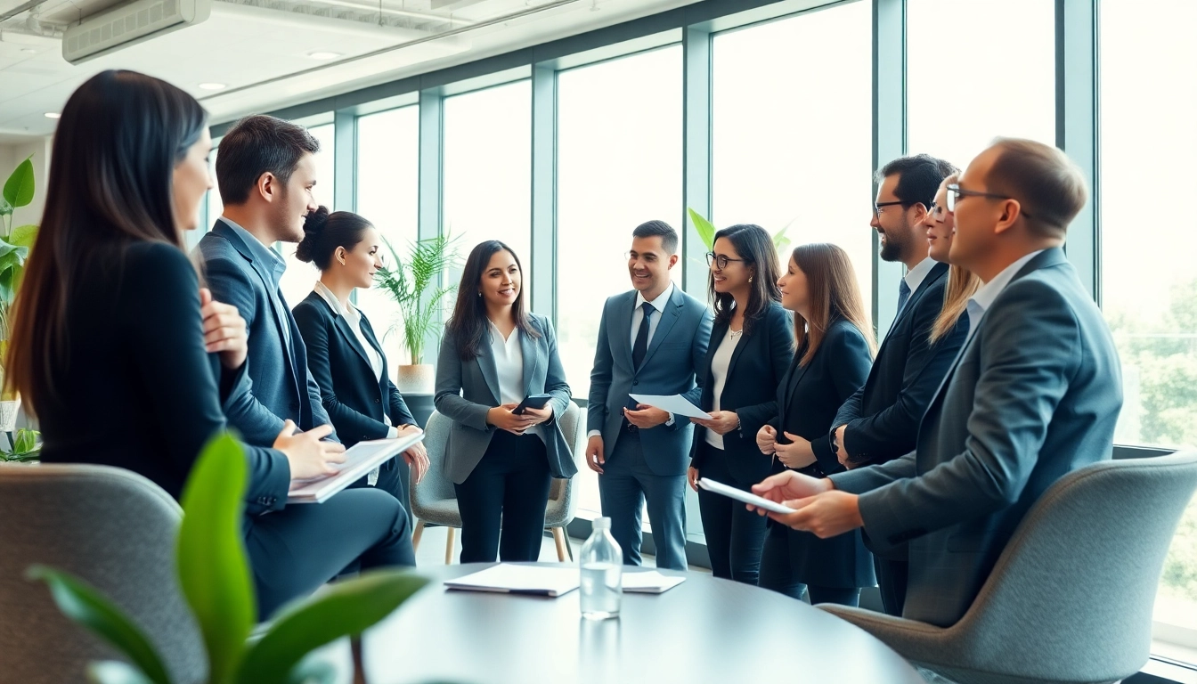 Professionals collaborating in an office setting, highlighting the expertise of Headhunter Berlin.