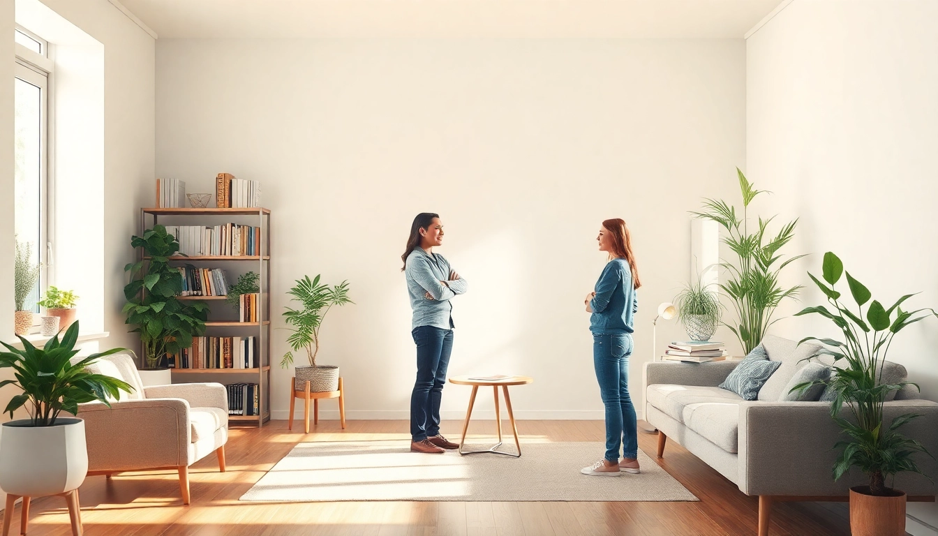 Coaching in Lebenskrisen: Ein Berater unterstützt eine Klientin in einem beruhigenden Raum.