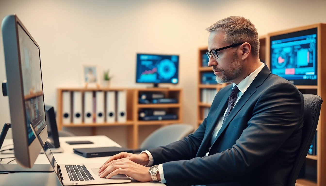 Headhunter IT: Professioneller Headhunter analysiert IT-Daten in modernem Büro.