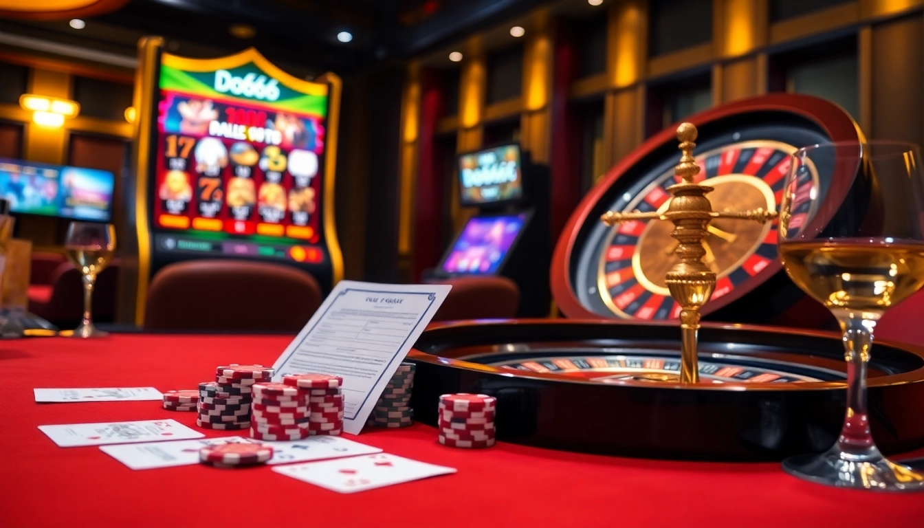 Experience the thrill of Do666's high-stakes gaming with a vibrant casino scene featuring poker chips.