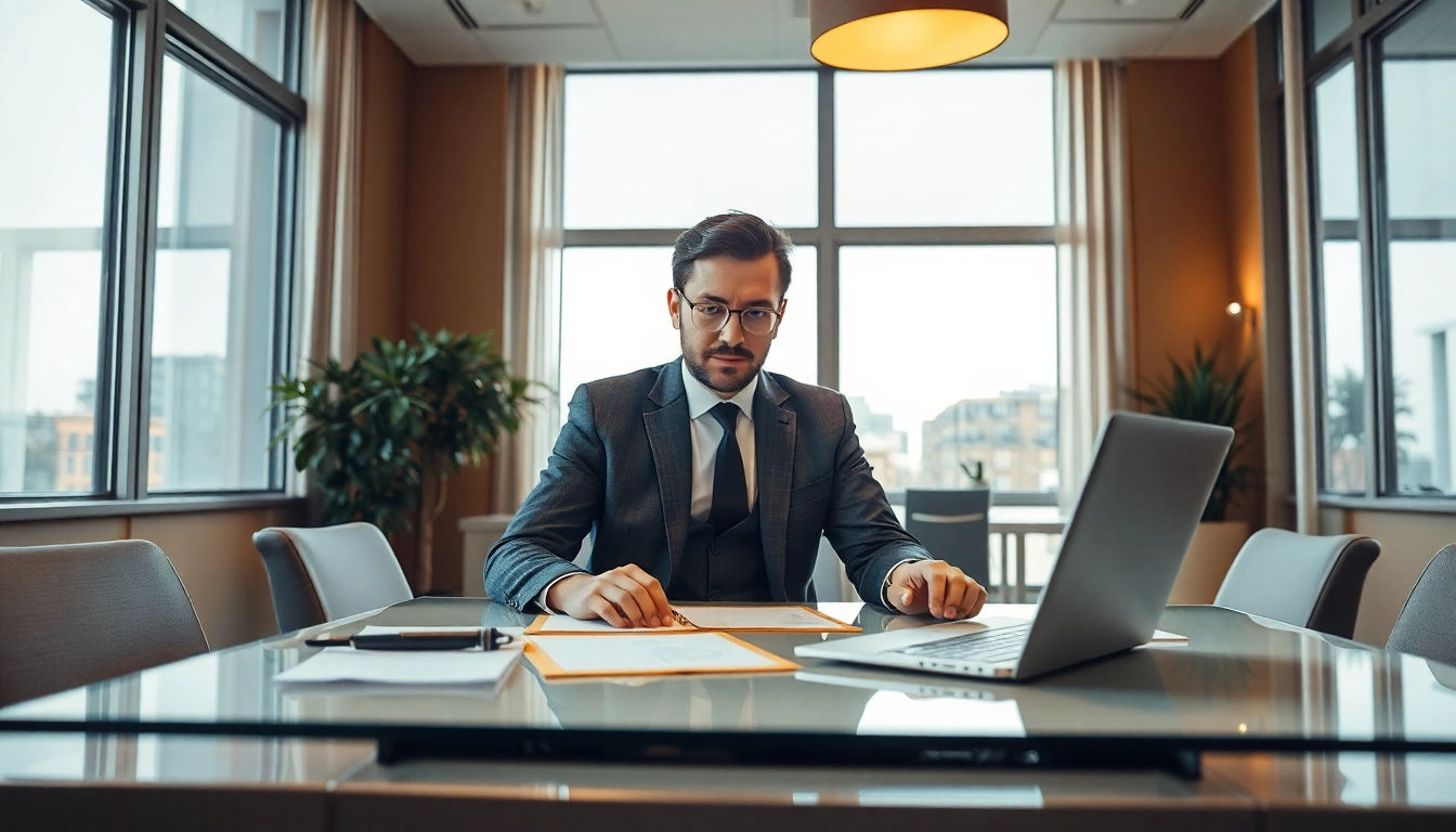 Headhunter Gastronomie überprüft Lebensläufe in einem eleganten Büro.