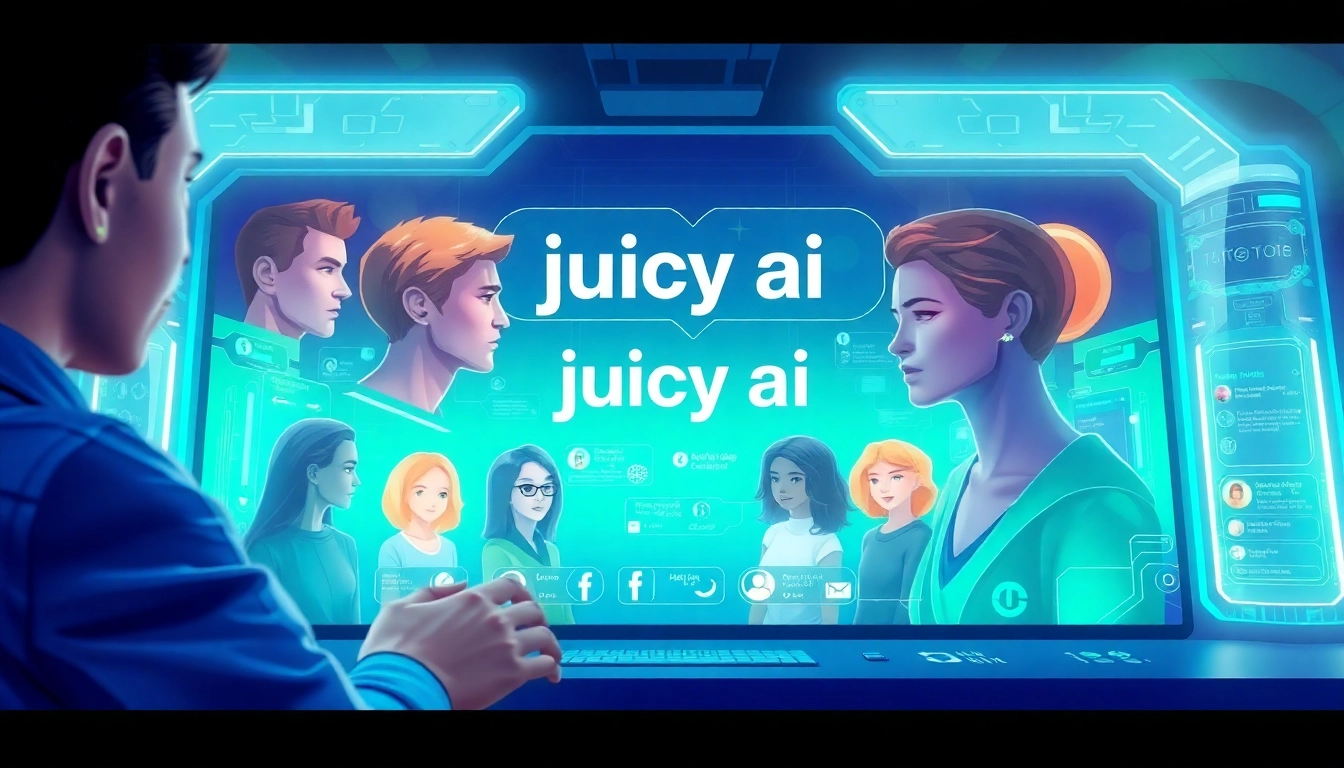 Engaging futuristic chatbot interface featuring juicy ai avatars for interactive conversations.