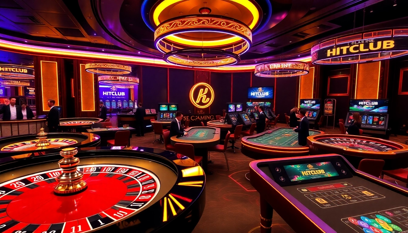 Players enjoying gaming excitement at HITCLUB online casino with vibrant visuals.