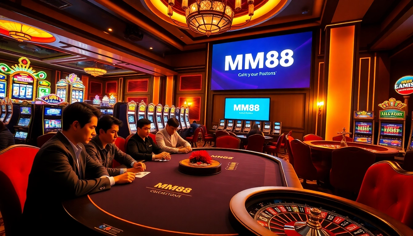 Experience the excitement of MM88 at a luxury casino poker table with vibrant gameplay.