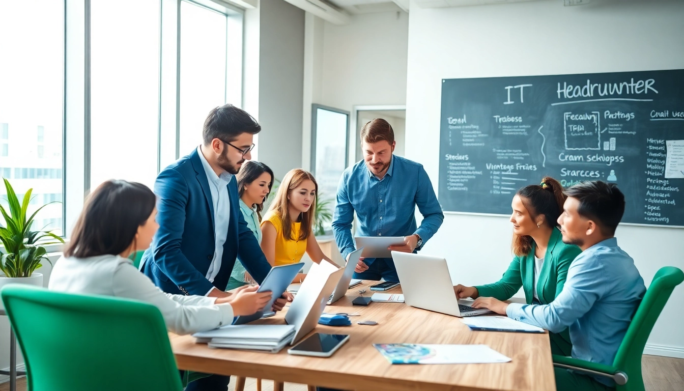 Headhunter IT in action, showcasing a diverse team collaborating and strategizing.
