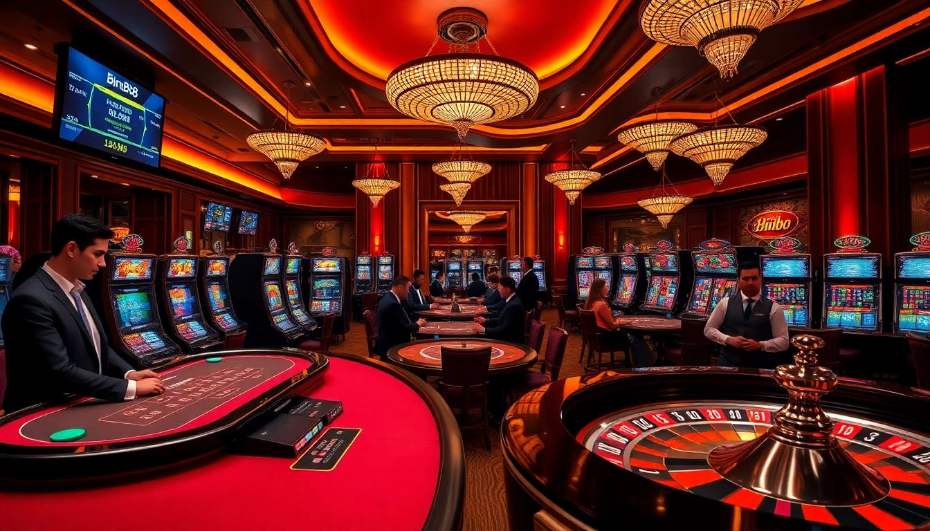 Experience high-stakes gaming at Bin88's luxurious casino tables with live dealers.