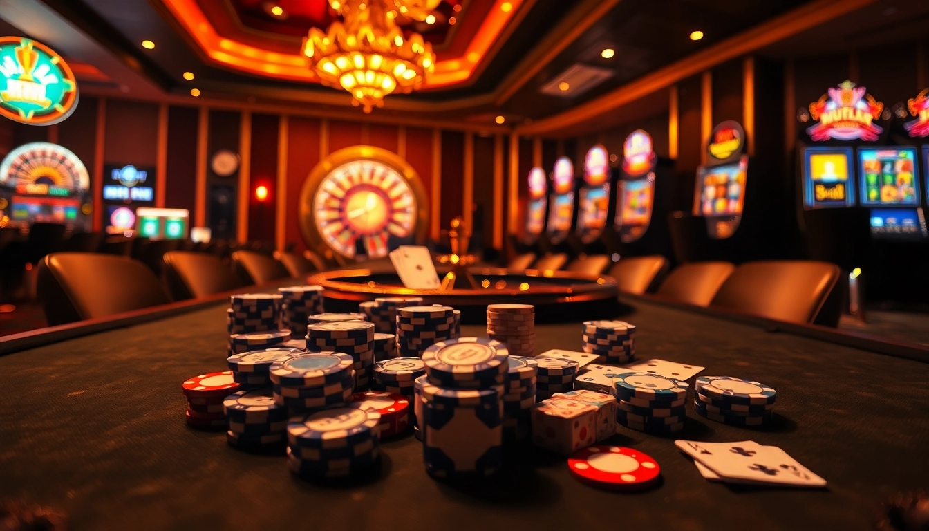 Experience the thrill at Nhà cái MV88 with immersive casino visuals showcasing vibrant poker tables and high-stakes gameplay.