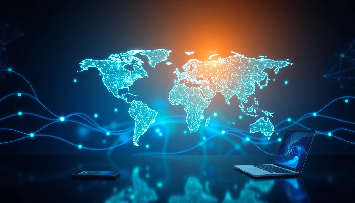 快连下载 with fast global connections on smartphones and laptops, showcasing advanced technology.