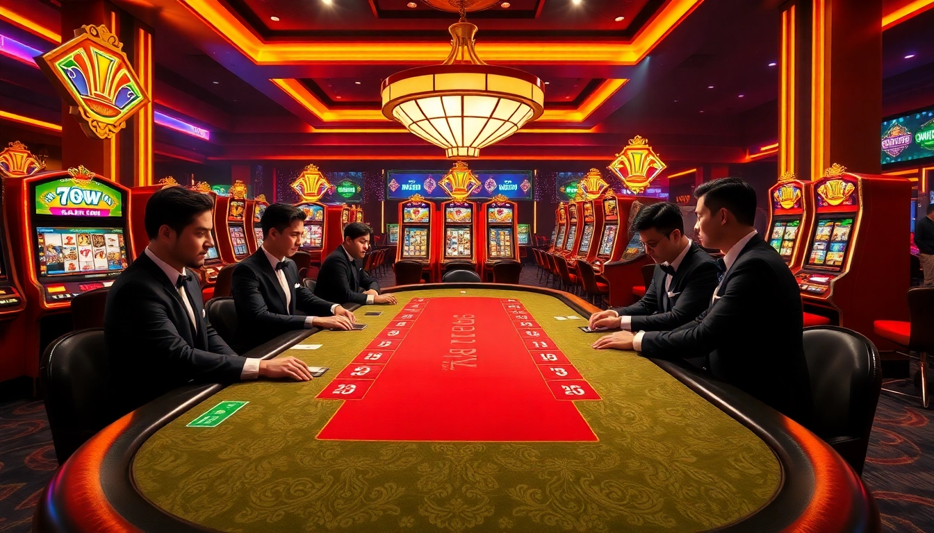 Exciting blackjack action at 789win casino, featuring vibrant lights and professional dealers.