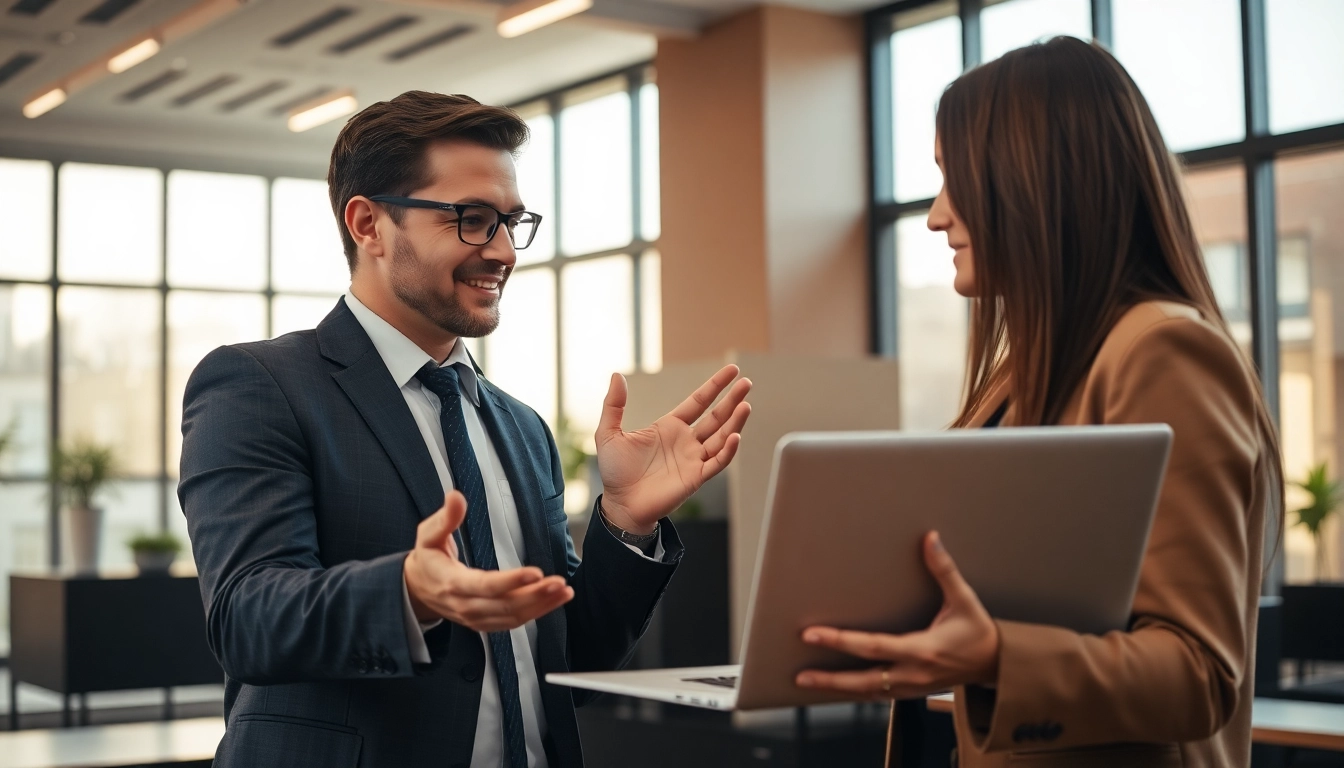 Professioneller Headhunter Schweiz im Gespräch mit einem Kandidaten in einem modernen Büro.