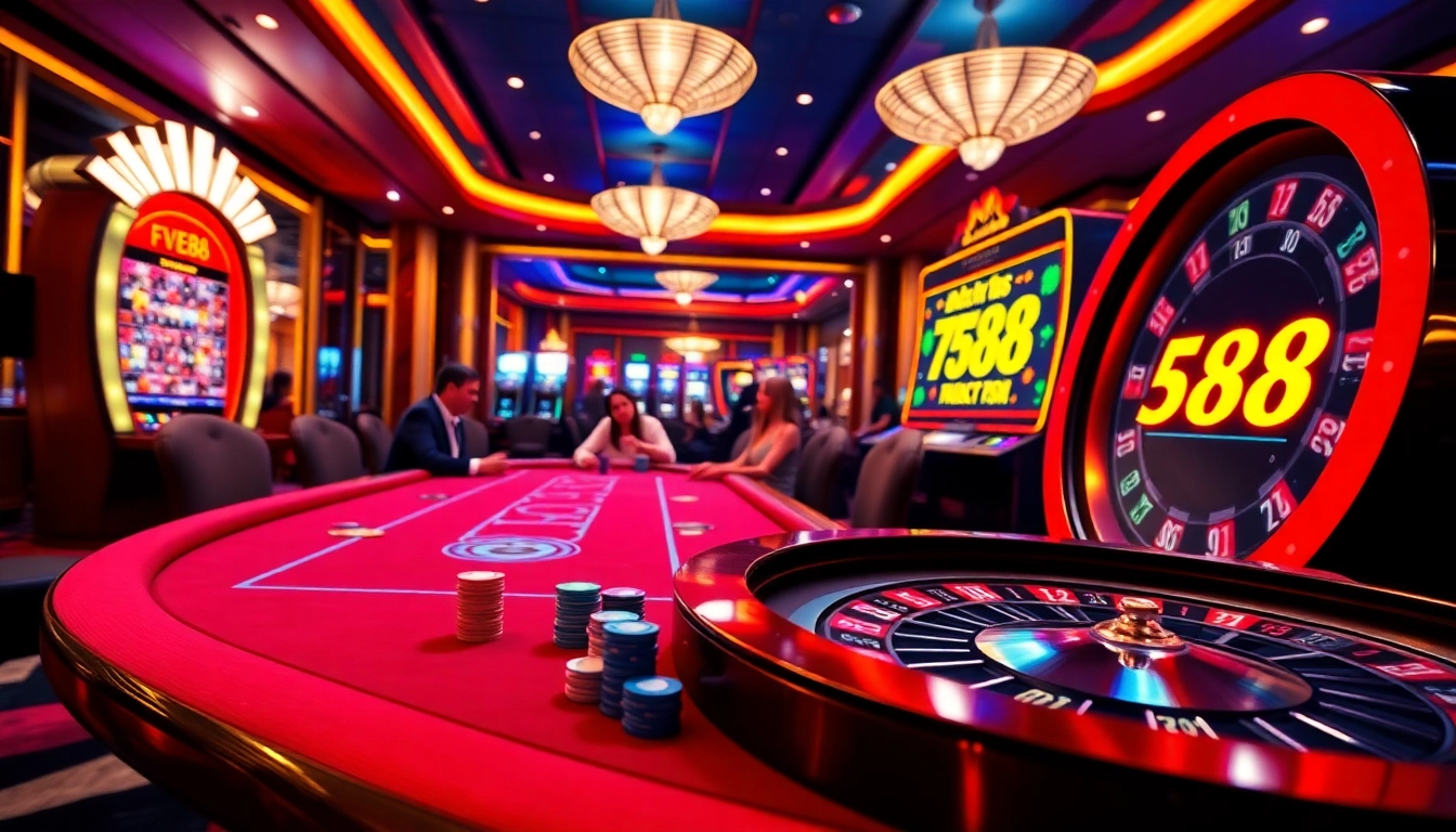 Experience thrilling gameplay at the poker table with five88 link in an elegant casino setting.