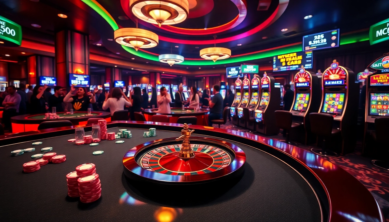 Players enjoying a thrilling online gambling experience with NOHU90 at a luxurious casino.