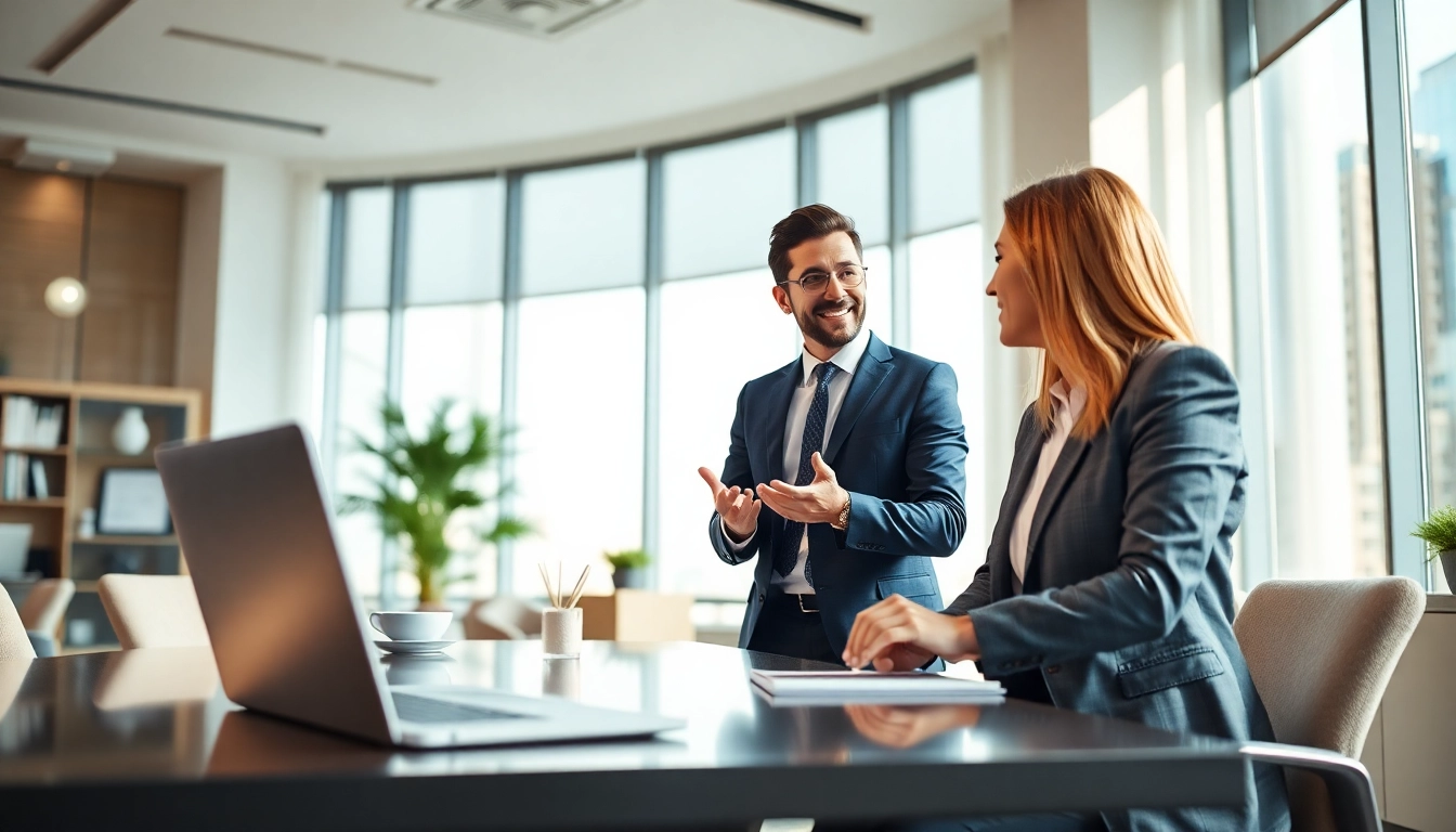 Headhunter Schweiz berät Kandidaten in einem eleganten Büro zur Karriere.