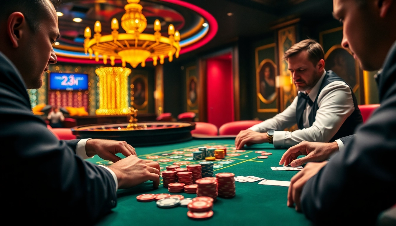 Players experiencing thrilling moments at the 23win casino, showcasing excitement and winning potential.