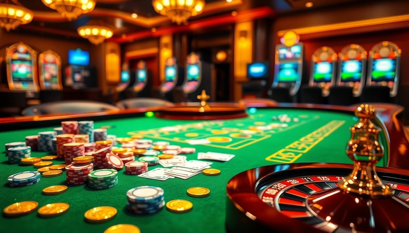 Experience the thrill of casino gaming with 8kbet.com featuring vibrant tables and engaging slot machines.