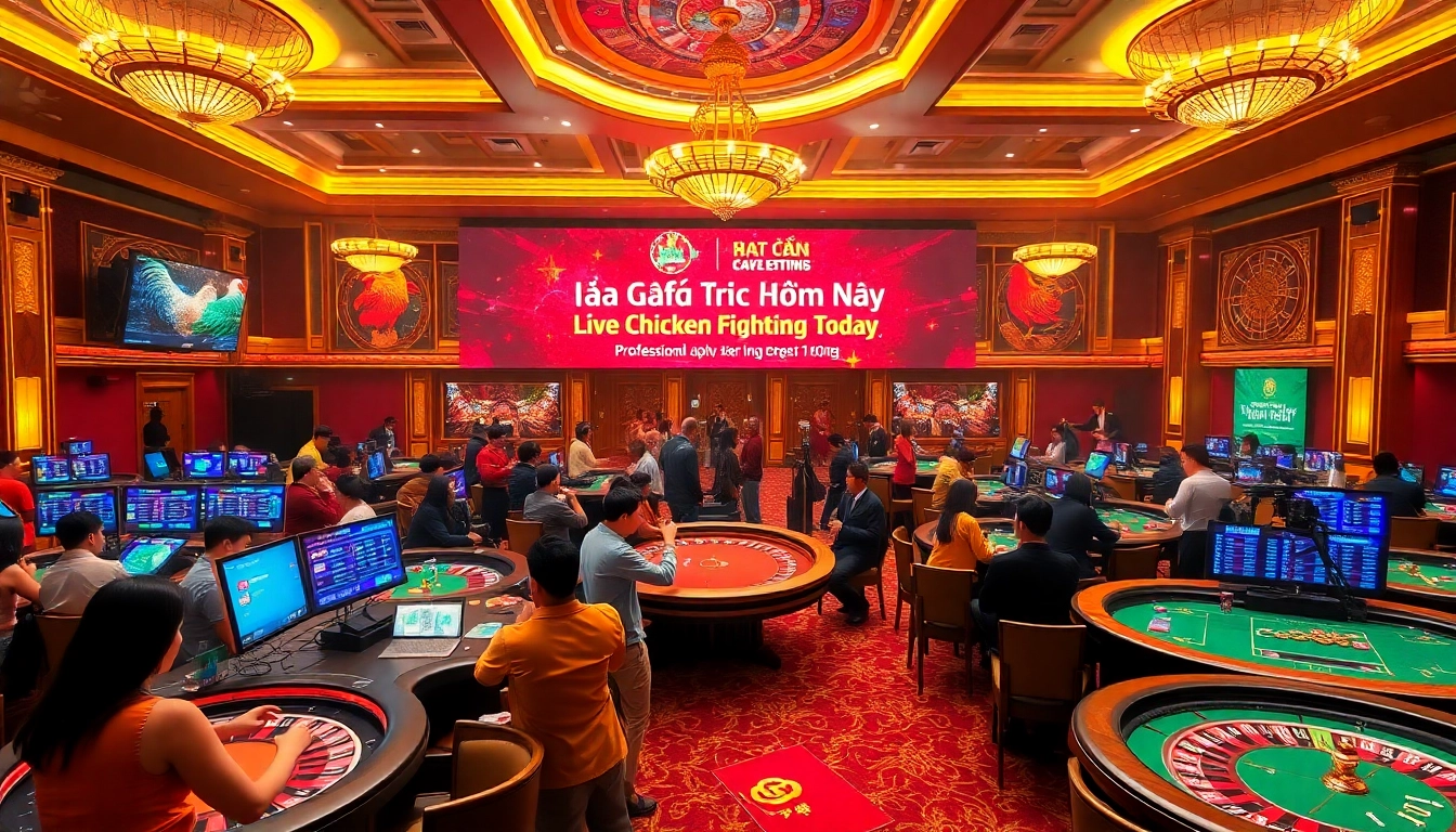 Experience đá gà trực tiếp hôm nay with live betting and engaging commentary in an exciting casino atmosphere.
