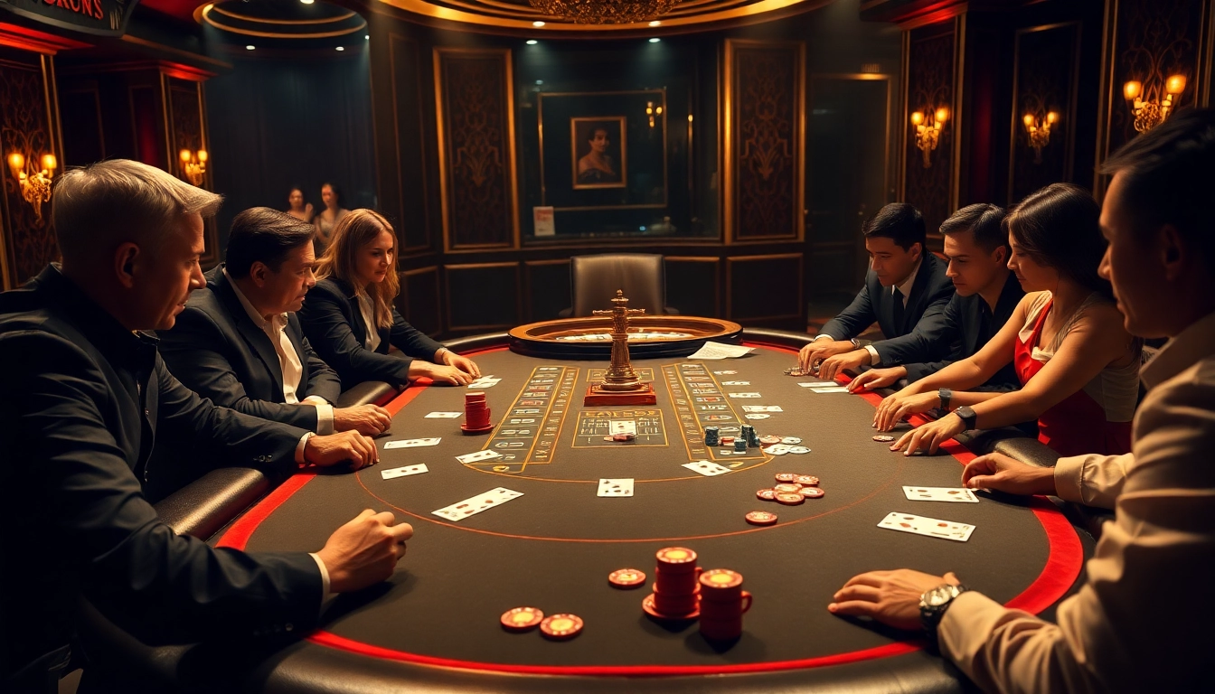 Experience nohu uy tín at a luxurious poker table with vibrant chips and engaging players.