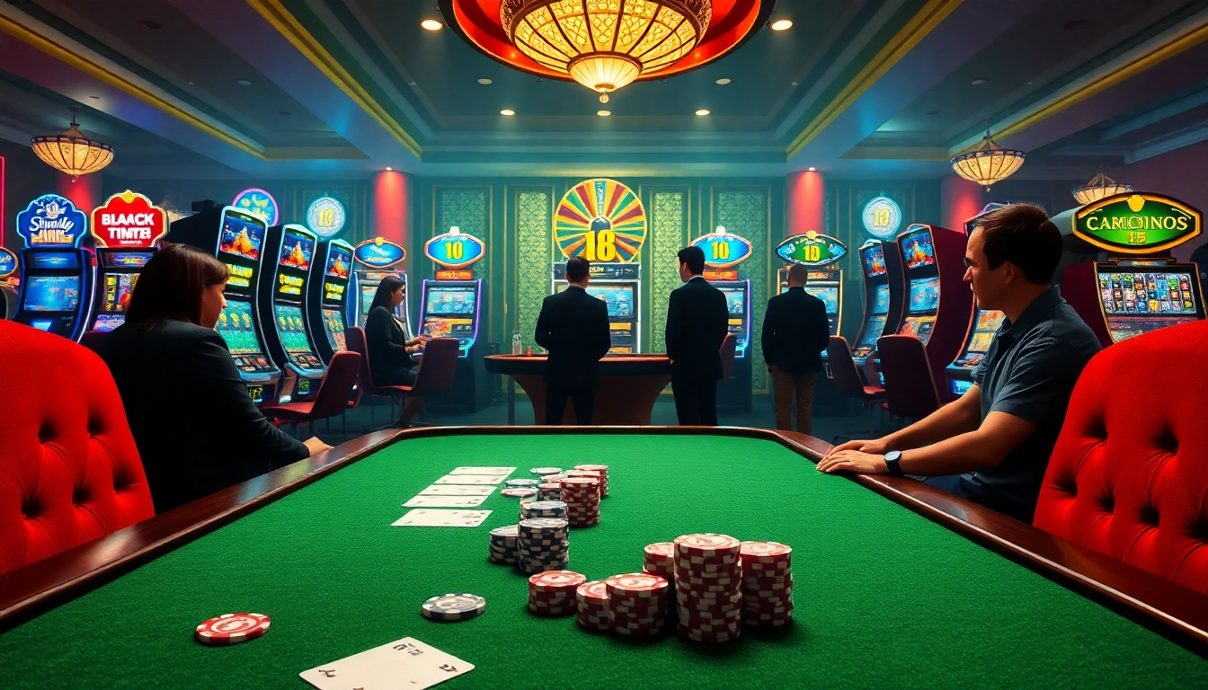 Players enjoying poker and casino games at win78.com with a luxurious atmosphere.