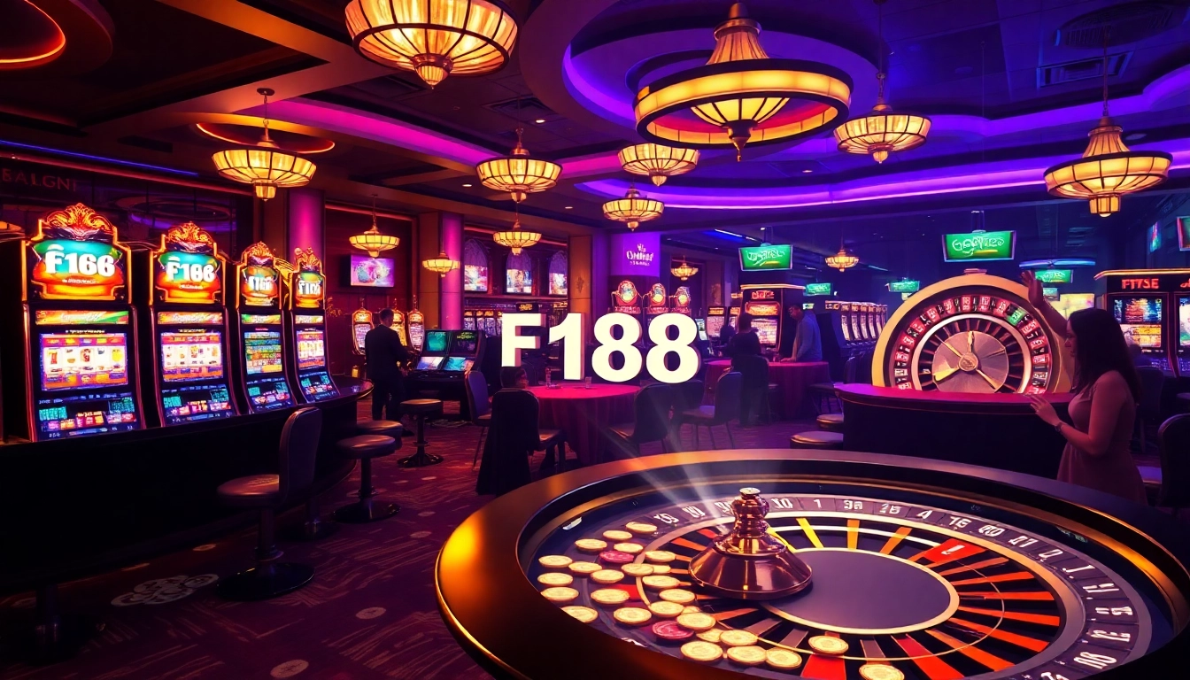 Players celebrating wins at F168 casino featuring vibrant games and luxury atmosphere.