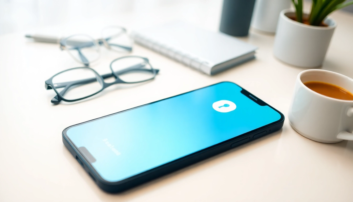 在专业环境中移动设备上显示的快连官网界面。