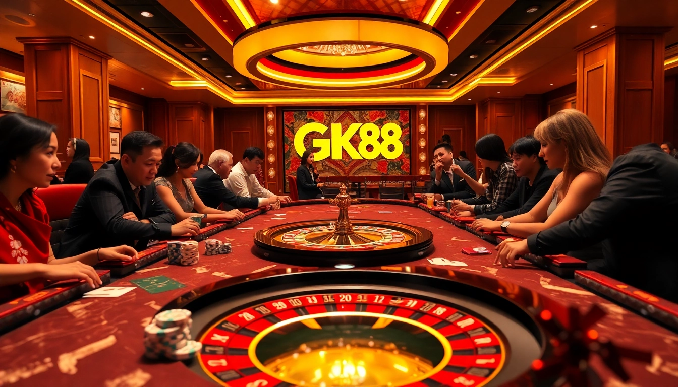 GK 88 gaming table in a vibrant casino scene filled with excited players and luxurious decor.