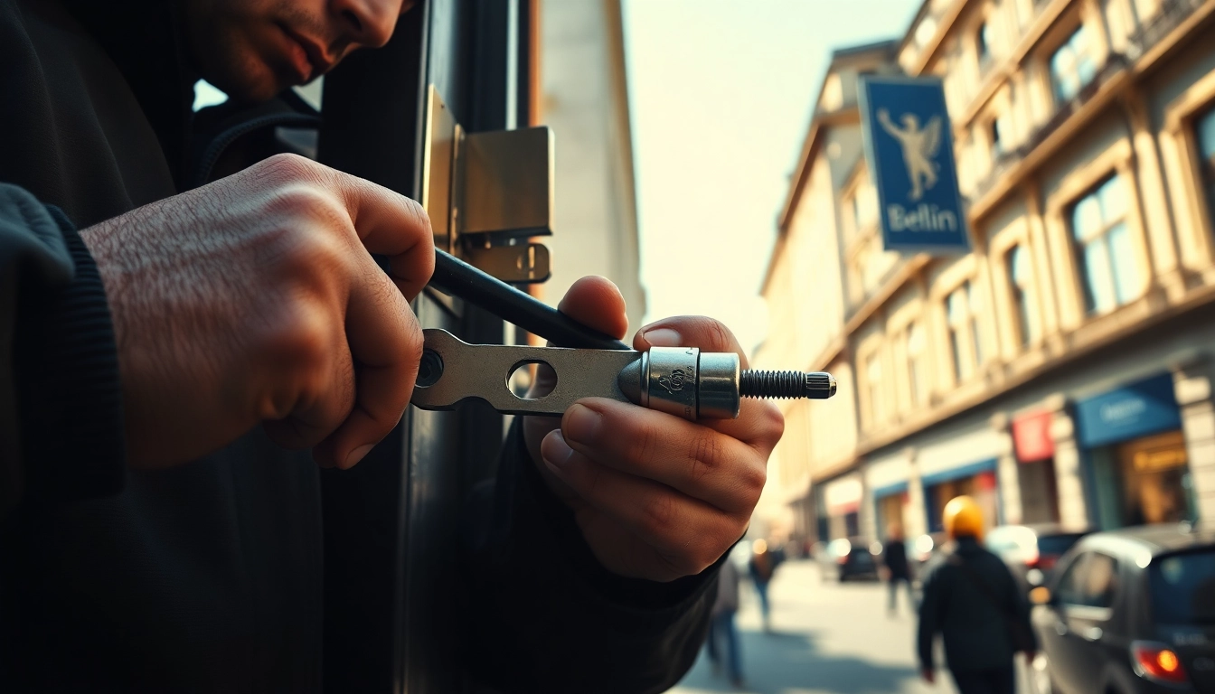 Schlüsseldienst Berlin: Professioneller Schlüsselnotdienst bei der Installation eines Hochsicherheitsschlosses.