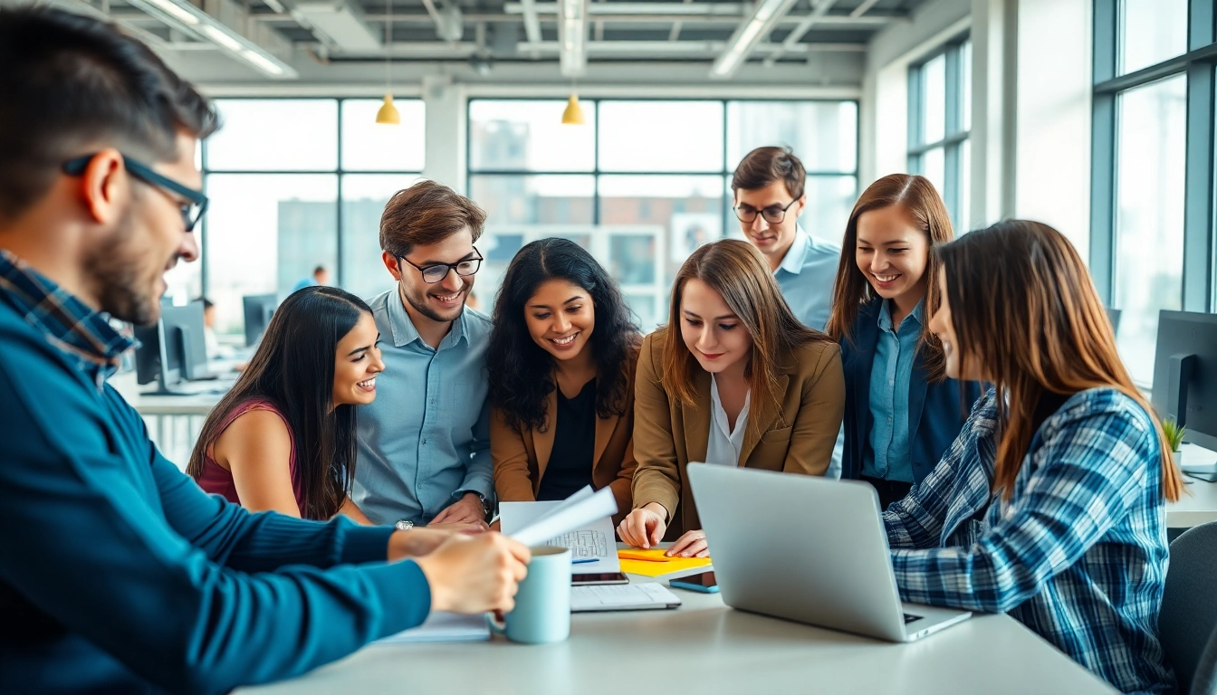 Jobs für Studenten: Engaged students collaborating in a vibrant workspace.