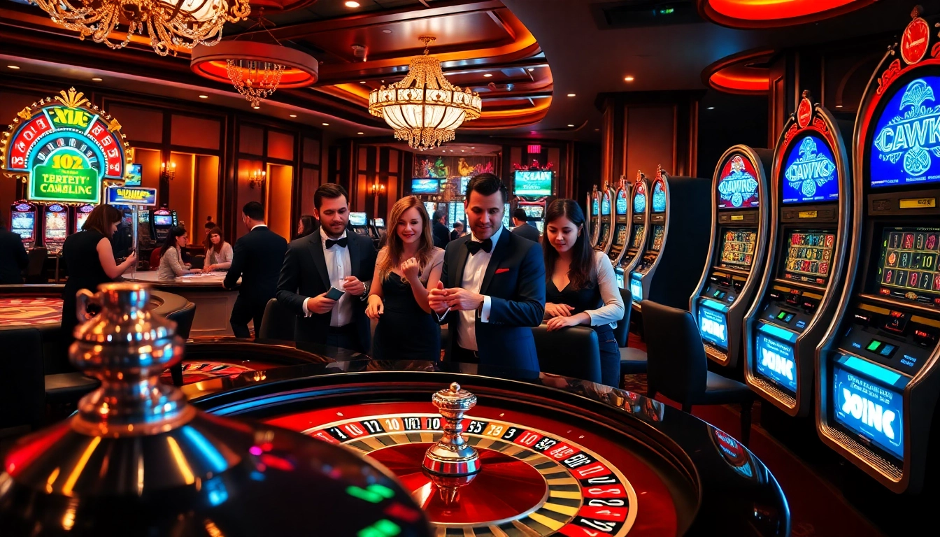 Engage with the vibrant vipwin casino scene featuring enthusiastic players at a roulette table.