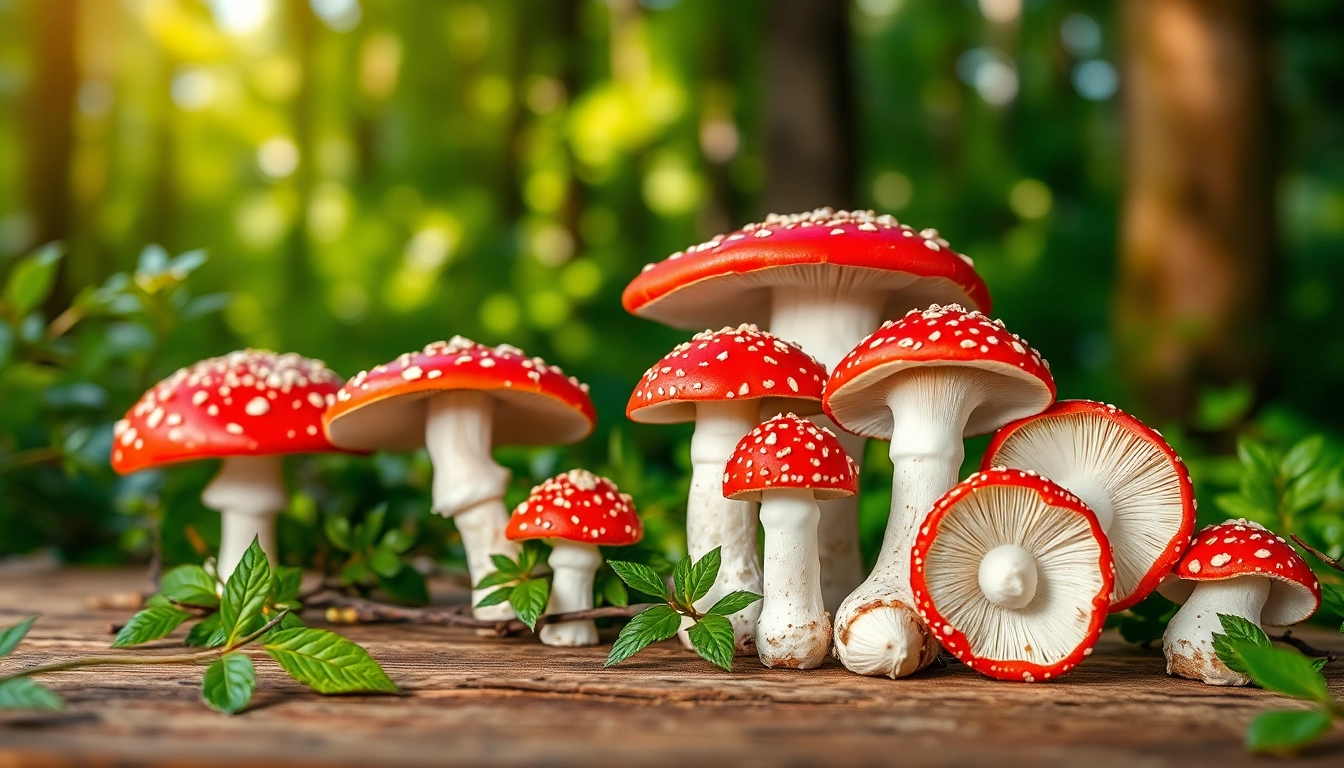 Fliegenpilz kaufen: Hochwertige Amanita muscaria Pilze in natürlicher Umgebung präsentieren. related image