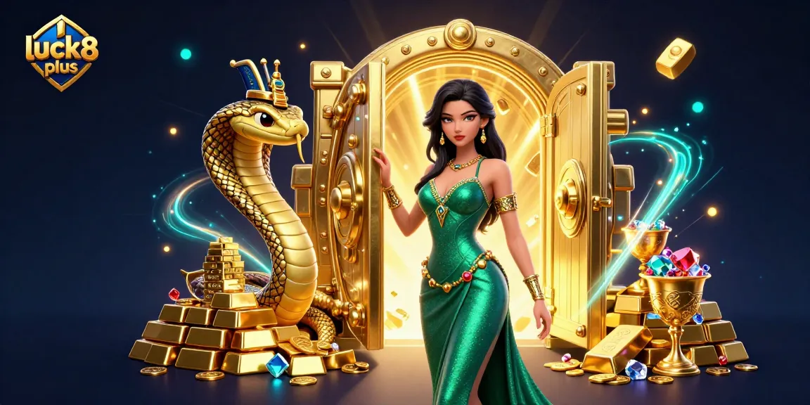 Engage in the thrilling world of luck8 plus with a stunning 3D digital illustration showcasing the excitement of jackpot gaming and visual luxury.