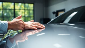 Aktuelle Anwendung von Keramikversiegelung München für eine glänzende Fahrzeugoberfläche