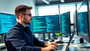 Der Webentwickler Hannover zeigt sein Können in einem modernen Büro.